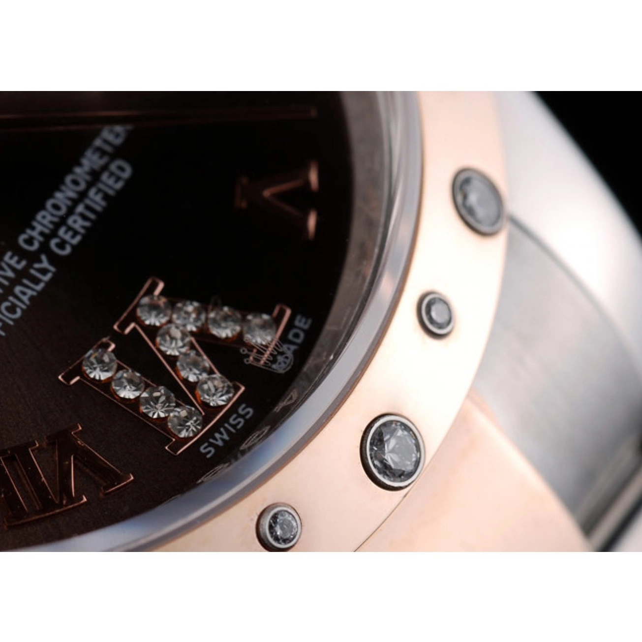Best AAA Replica Sites Steel Brushed Brown Stainless DateJust Case 41994 Rolex Plated Dial Diamond 0629